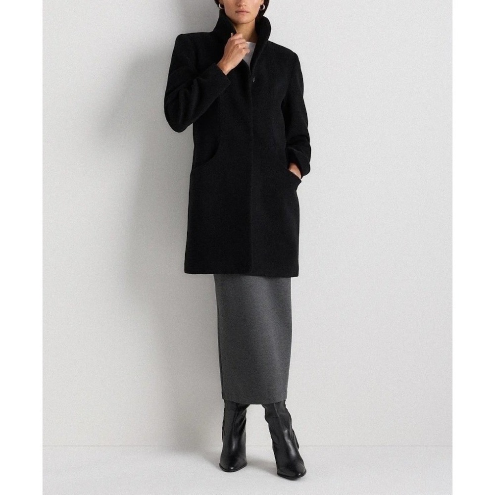 Quince Womens S NWOT Wool Cashmere Cocoon Coat Black Quiet Luxury Neutral Preppy